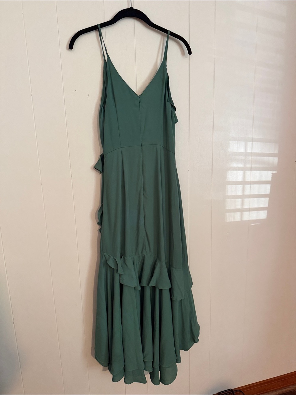Lulu's Forest Green Ruffle High-Low Midi Dress - Picture 3 of 3